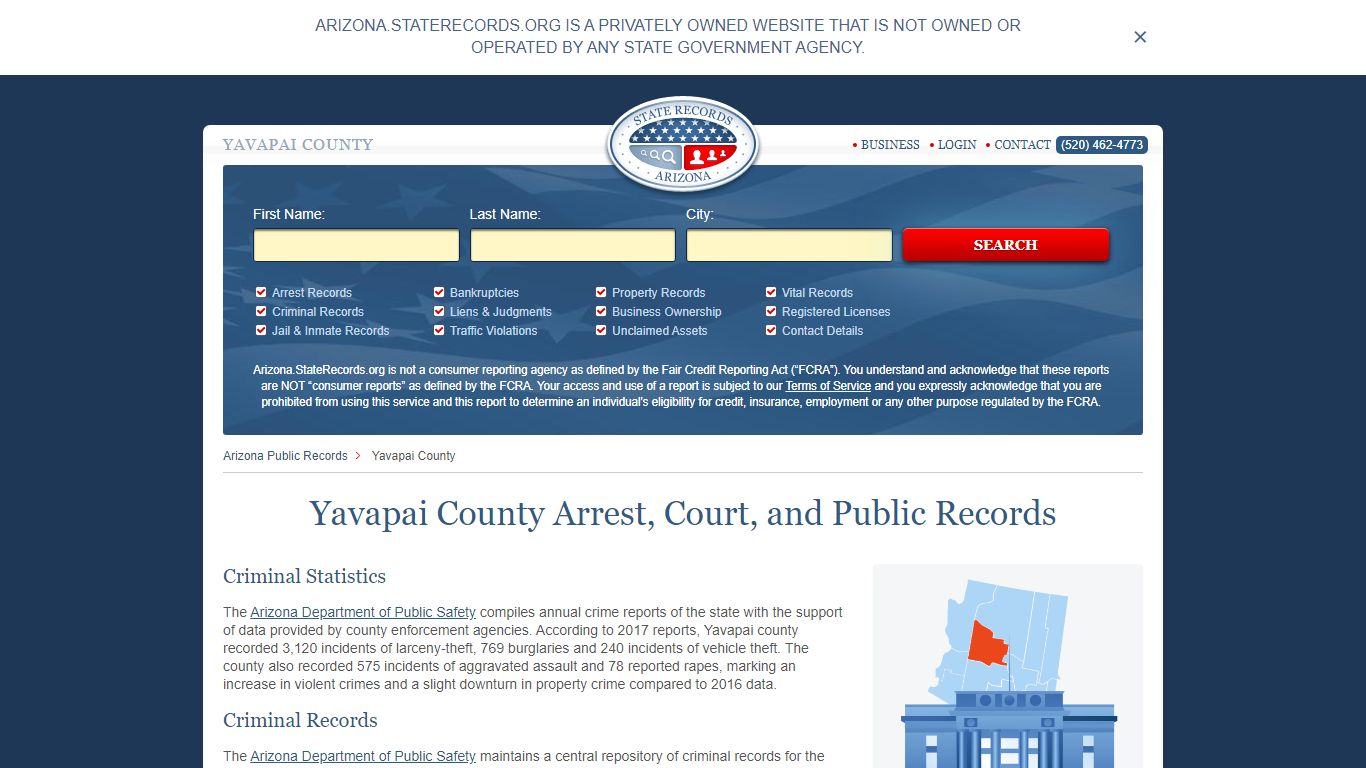 Yavapai County Arrest, Court, and Public Records